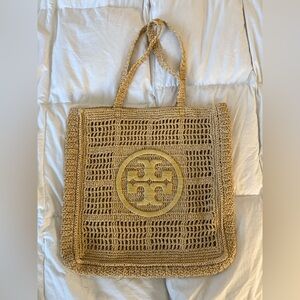 Tory Burch Tan Crochet Tote Bag